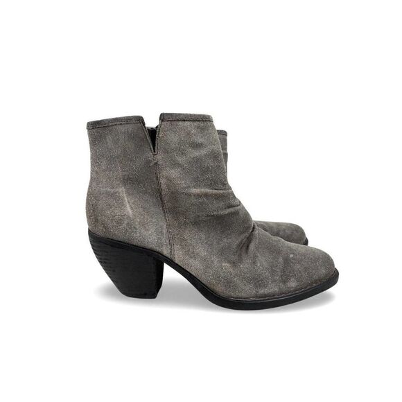 Born Womens Ankle Suede Boots shoes size 10 gray high heels bootie - Picture 1 of 5